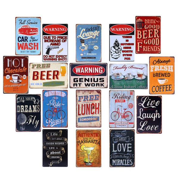 20*30cm Shabby Chic Vintage Metal Signs 66 Route Vintage Tin Signs Bar Pub Cafe Decorative Plates Metal Wall Art Poster