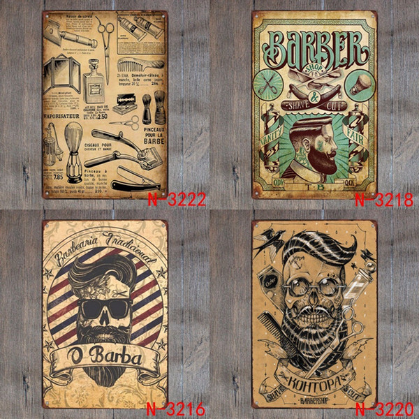 Retro Barber Vintage Retro Metal Iron Painting Signs Poster Plaque Bar Pub Club Wall Vintage Home Decor Plaque 20*30cm Y18102409