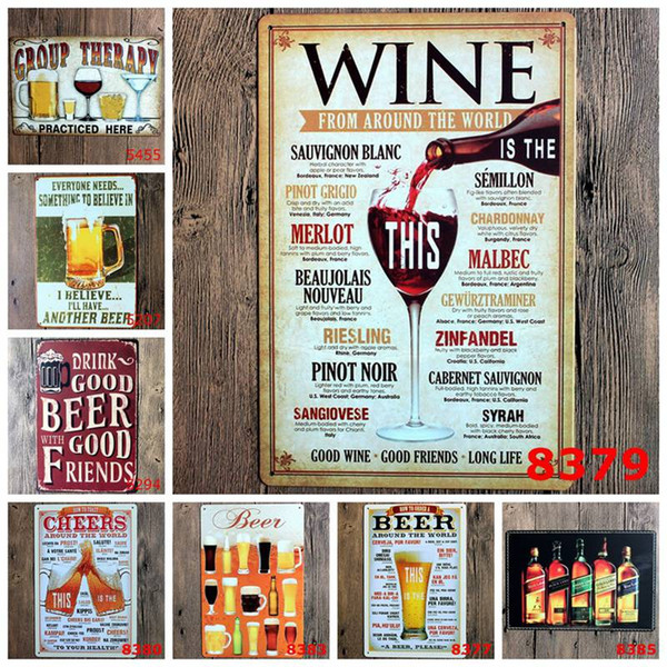 50pcs Beer Pub tin sign Wall Decor Vintage Craft Art Iron Painting Tin Poster Cafe Shop Bar Club Home Decorate