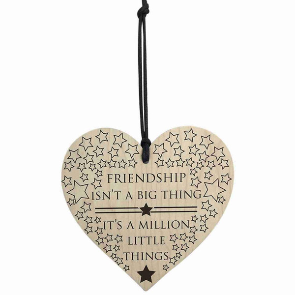 HOT SALE Friendship Is A Million Little Things Wooden Hanging Heart Friends Love Plaque