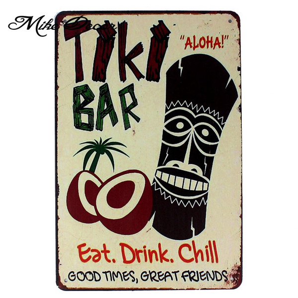 [ Mike86 ] ALOHA TIKI BAR Metal Painting Room Decor Retro Wall Craft Tin Sign For Store AA-1022 20X30 CM