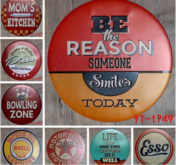 10pcs Motor Spirit Oil Round Retro Embossed Tin Sign Poster Wall Bar Restaurant Garage Pub Coffee Home Decor Christmas Gift G437