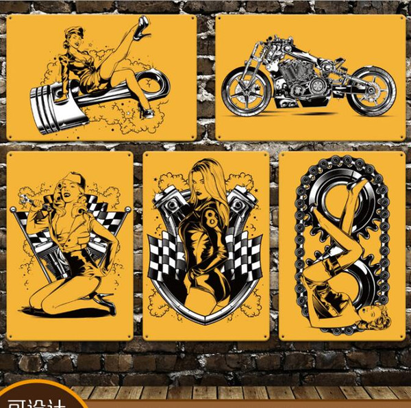 Vintage Motorcycle Design Iron Painting Locomotive Style Fashion Tin Sign For KTV And Night Club Decoration Tins Poster Hot Sale 20*30cm Z