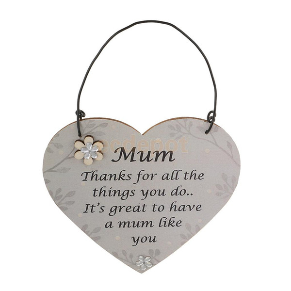 Mum Thanks for all the things you do Wooden Plaque Heart Shape Hanging Signs