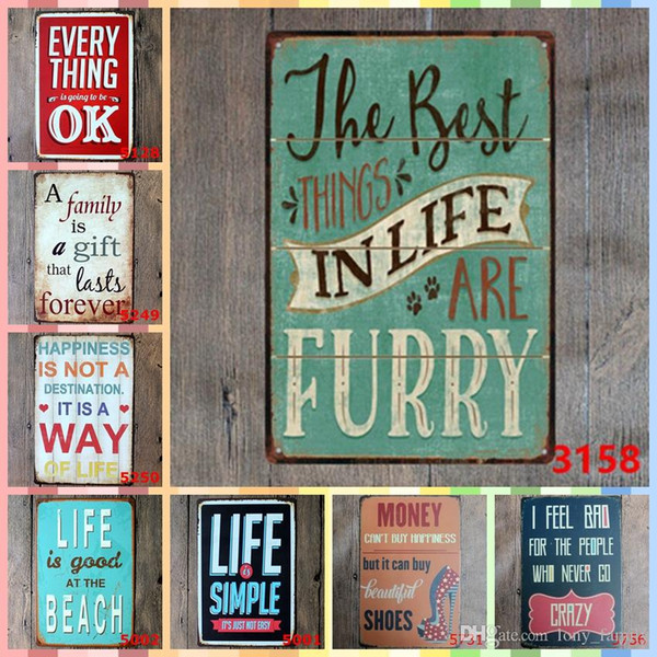 THE BEST THING IN LIFE IS FURRY 20*30cm Paint Metal Tin Signs Bedroom Wall Decorations Home Decor Wall Art Pictures Wedding Decorations