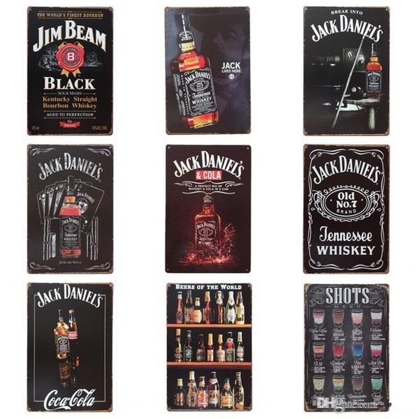20*30cm Jack Daniels Tin Posters Vintage Beers Of The World Iron Painting For Home Living Room Decorations Tins Sign BB