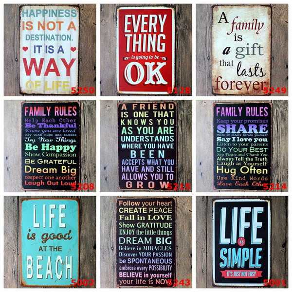 20*30cm Vintage Retro Metal Sign Poster Poem Funny Family rule Plaque canteen Bar Pub caffee Club Wall Home Decor art metal Painting FFA604