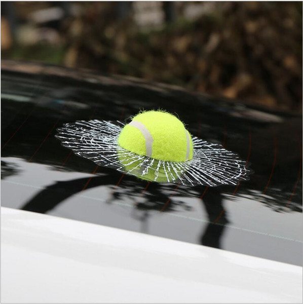 Car 3D glass sticker Creative personality Car stickers Window Crack Decals Personality Creative Baseball Football Tennis Sticker CLS40