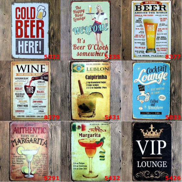 Vintage Metal Tin Signs For Wall Decor Mojito Beer Iron Paintings 20*30cm Metal Signs Tin Plate Pub Bar Garage Retro Home Decoration