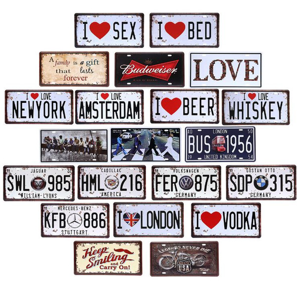 31 Style Super Hot License Plates Vintage Tin Sign Art Wall Plaque decor Home Metal Painting Decor 30*15 CM