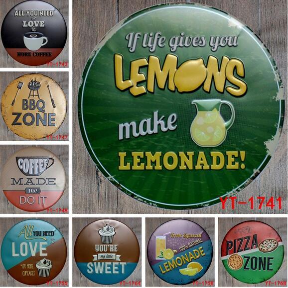 BBQ ZONE Round Painting Retro Gift Metal Sign Plaque Wall decor