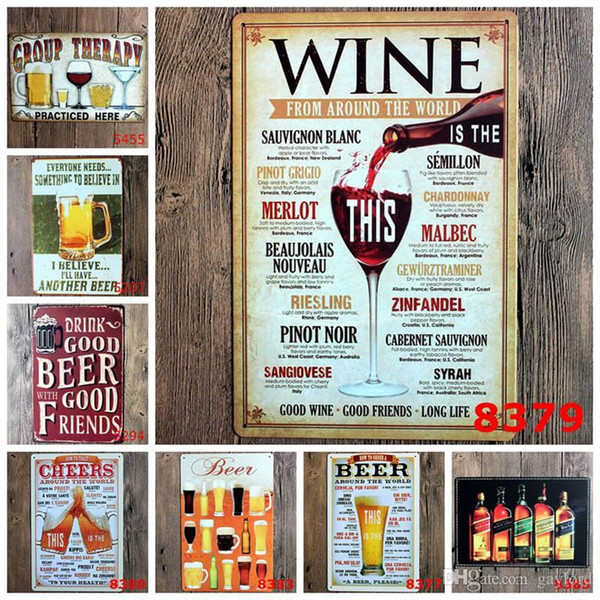 50pcs Beer Pub tin sign Wall Decor Vintage Craft Art Iron Painting Tin Poster Cafe Shop Bar Club Home Decorate