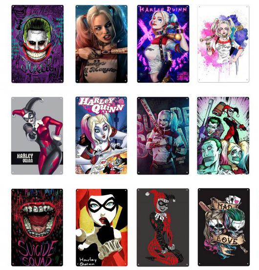 Harley Quinn Metal Tin Signs Vintage Posters Old Wall Metal Plaque Club Wall Home art metal Painting Wall Decor Art Pictures Decoration