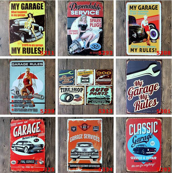 500pcs Antique Iron Paintings 20*30cm Metal Tin Sign Car Repair Depot Iron Paintings Stays My Garage Service Tin Poster Personality H397g