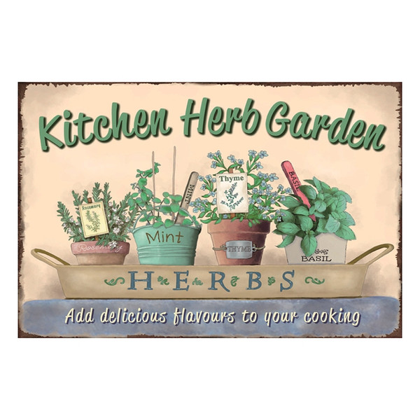 KITCHEN HERB GARDEN add delicious flavours to vintage tin sign home Bar Pub Hotel Restaurant Coffee Shop home Decorative Retro Metal Poster