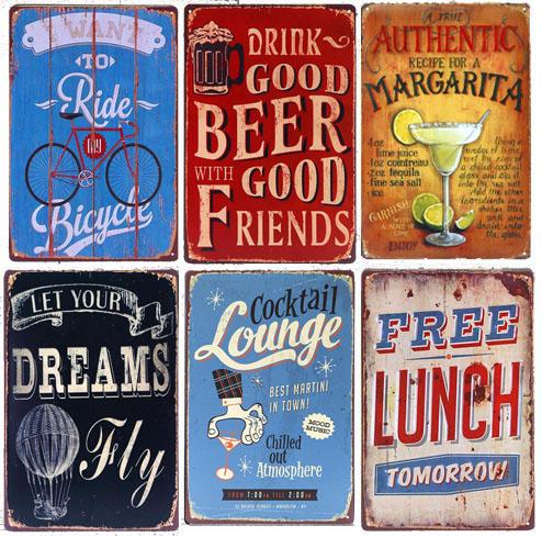 Shabby Chic Vintage Metal Signs 66 Route Vintage Tin Signs Bar Pub Cafe Decorative Plates Metal Wall Art Poster