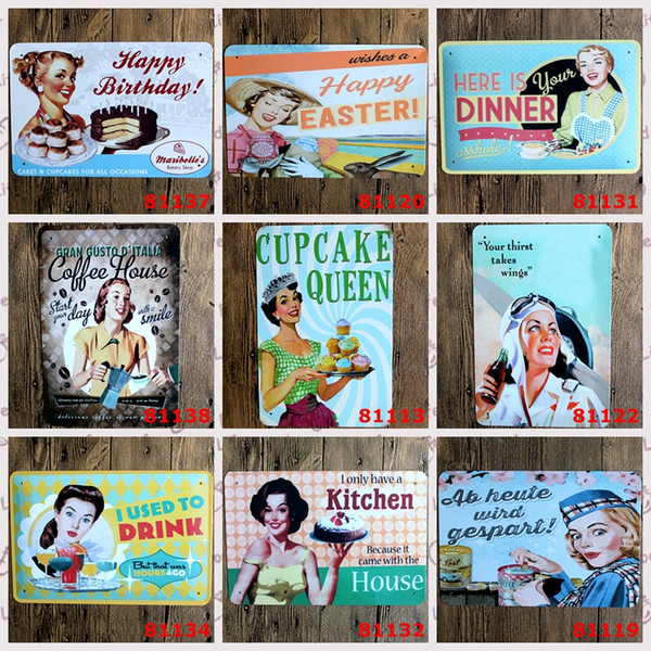 Bar Cafe Vintage Metal tin sign Beauty Girl Wall Poster painting Home Metal signs War Decoration metal arts