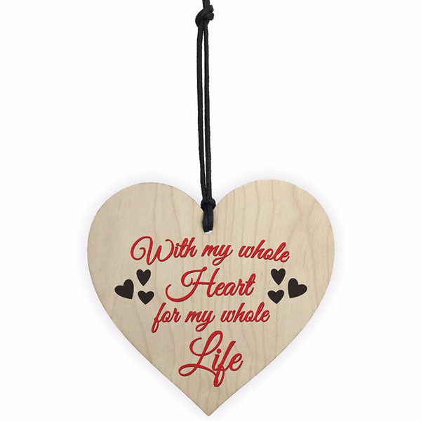 Meijiafei Whole Heart Whole Life Wooden Hanging Heart Plaque Love Friendship Gift Sign