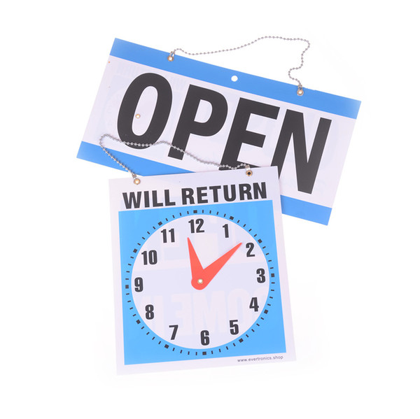 Vintage Decorative OPEN CLOSED Sign WILL RETURN + CLOCK Business Hours Hanging 2-Sided Wall Sticker Sign Board 2 Styles