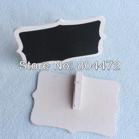 200 pieces/lot WHITE FANCY FRAME SHIELD WOODEN CHALKBOARD PEG BLACKBOARD FOR WEDDING PARTY TABLE DECOR MINI BAG CLIPS