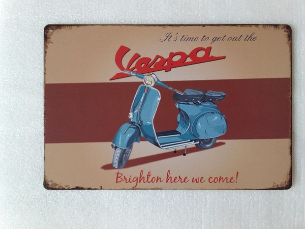 T-Ray Vespa, Scooter tin sign Vintage home Bar Pub Hotel Restaurant Coffee Shop home Decorative Metal Retro Metal Poster Tin Sign