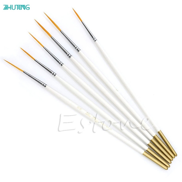 6pcs Nylon Hair Round Brush Hook Line Pen Artist Paint Draw Painting Craft Set Jan18 C19041701