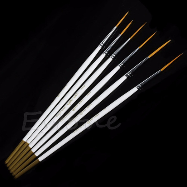 Hot 6pcs/set Nylon Hair Round Paint Brush Hook Line Pen Artist Draw Painting Craft C19041701