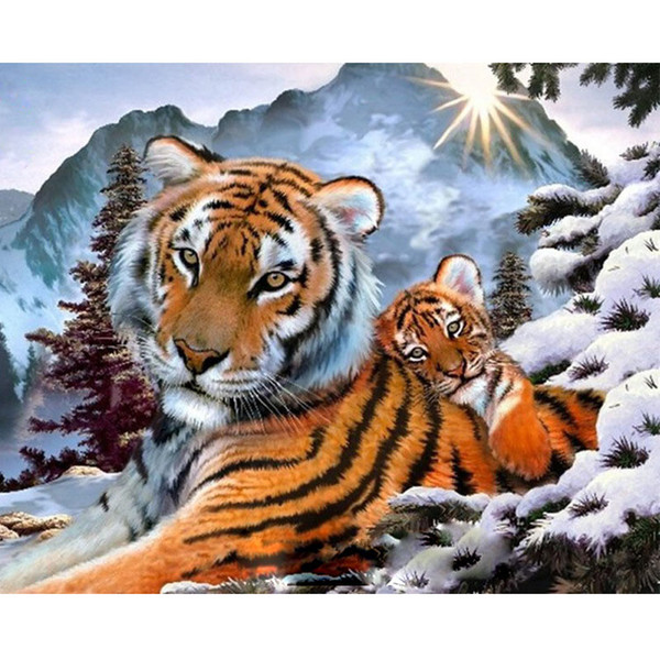 Hot Sell DIY Oil Painting Kit Adult Kit Use Room Decoration No Frame 40*50CM Tool Brush Color Clear Indication Leopard Animal Art Creation