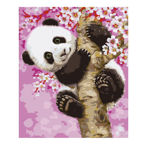 High quality digit diy oil painting number oil painting panda lesser panda nice line instruct three pens easy handling room decorative home