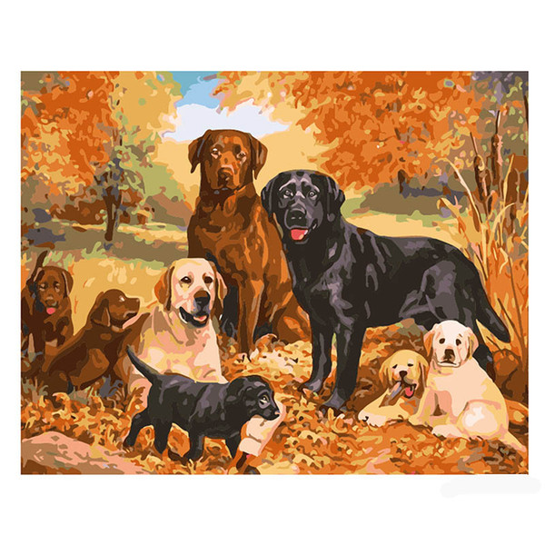 Dogs pattern diy number oil painting interesting no frame 40cm * 50cm standard size freeshipping big stock home office decor bright colors