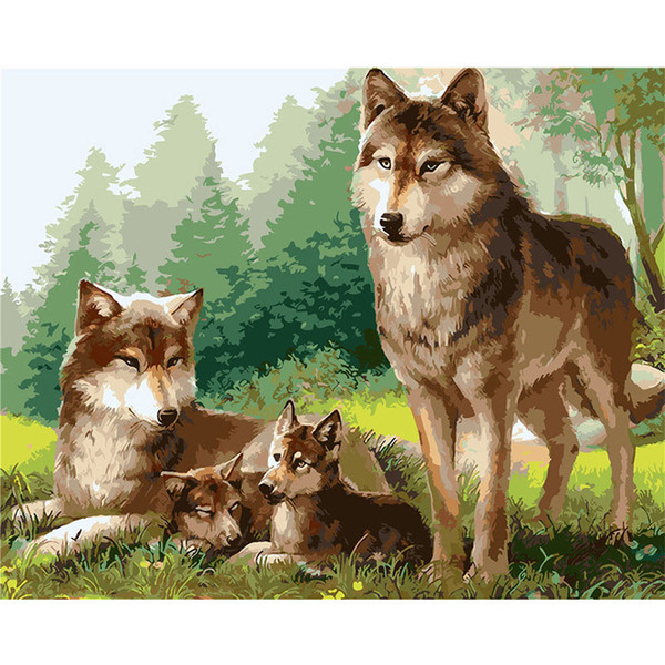 High quality digit diy oil painting number oil painting wolves series individual packing wholesale retailing no frame 40*50 cm size decor