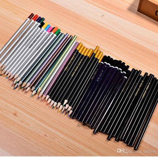 Professional Wooden Colored Artists Pencils Drawing Watercolor Metallic Charcoal for Adults Premium Set of 60 Pencil Art Tin Box