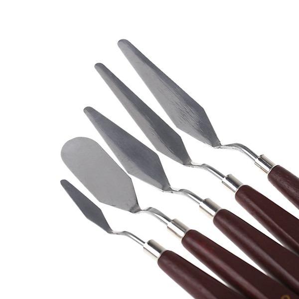 New Arrive 5pcs/set Stainless Steel Palette Knife set Mixed Scraper Set Spatula Knives for Artist Oil Painting