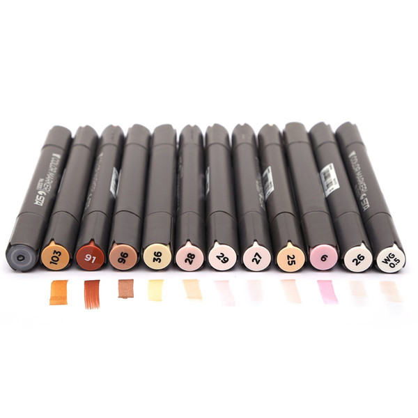 12 Colors Sketch Skin Tones Marker Pen Artist Double Headed Alcohol Based Manga Art Markers For School Supplies