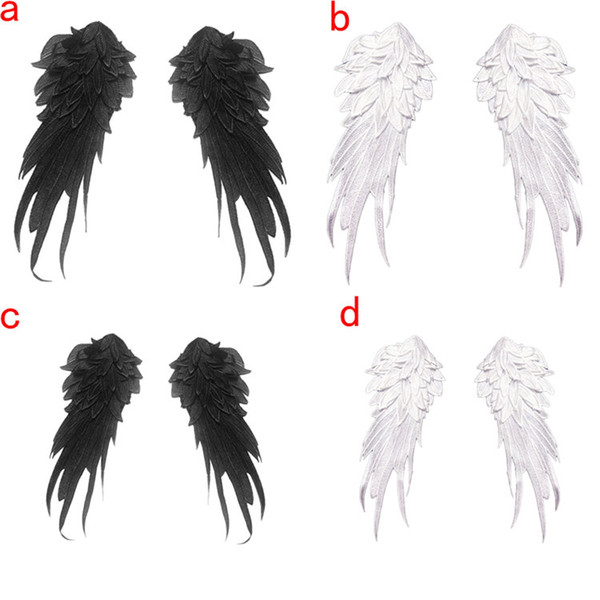 2pcs/pair Wing Feather Sequin Embroidered Fabric Large Patch Applique Stick Clothes Bag Decorate Accessories DIY