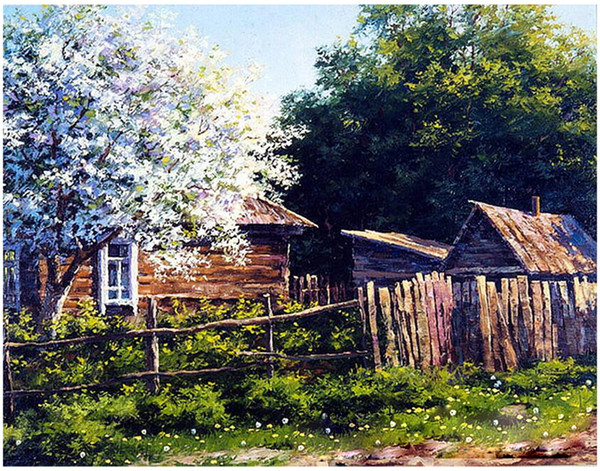 DIY Painting By Numbers Adult Hand Painted Kits Paint Oil Paint-Cabin white tree 16