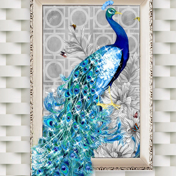 5D Diamond Embroidery Paintings Rhinestone Pasted Diy Diamond Painting Cross Stitch Animal Peacock Diamond Mosaic Room Decor