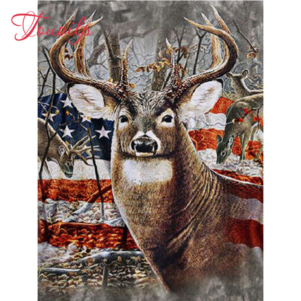 5D Square&round full Drill Flag elk deer Diamond Embroidery Handmade Mosaic 5d Diy Diamond Painting Cross Stitch Pattern