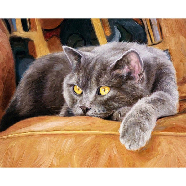 Cats picture diy oil painting by number instruction art can paint by anyone high quality plastic cases respect color 40*50 cm scope nice