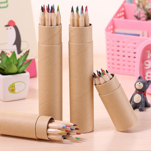 Eco Friendly Colored Lead Color Drawing Pencil Wood Colour Pencil 12 Colours/Set Children's Colored Drawing Pencils Graffiti Pens H0163-1