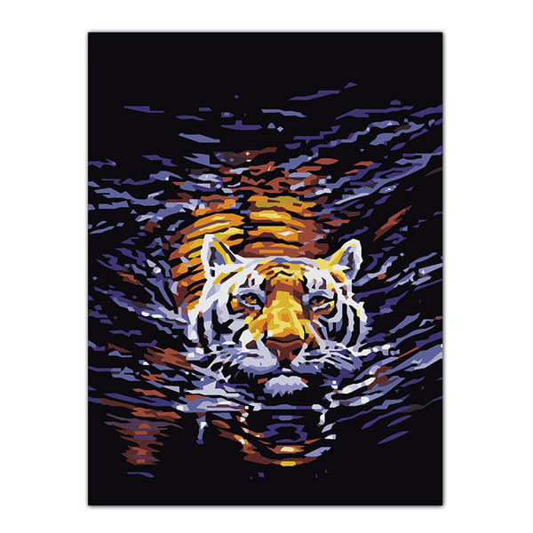 Frameless Tiger Painting DIY Oil Painting By Numbers Kits Wall Art Picture Home Decor Acrylic Paint On Canvas For Artwork