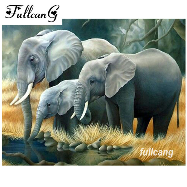 FULLCANG diy 5d diamond embroidery animal elephant full square diamond painting cross stitch diamond mosaic kits D596