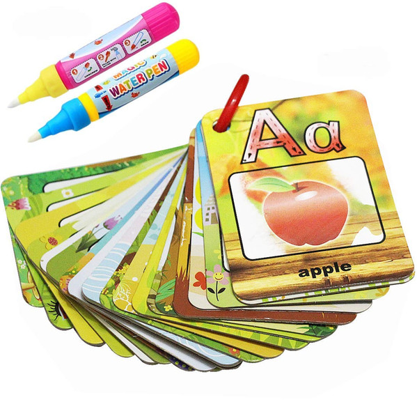 Water Painting Graffiti Book Card 26 Letters Chidren's Early Education Cognitive Cards A-Z Alphabet Word Colouring Doodle Board