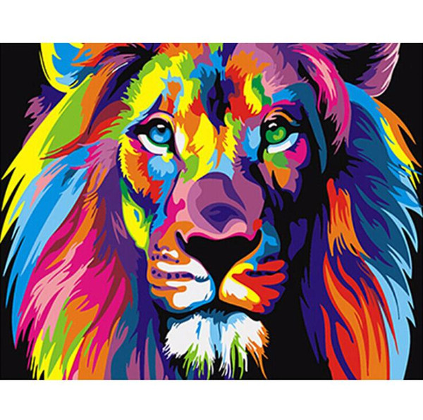 Fashion Frameless Colorful Lion Animals Abstract Painting DIY Digital Paintings By Numbers Modern Wall Art Picture For Home Wall Artwork