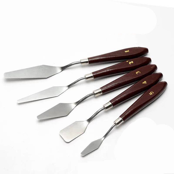 Mixed 5pcs Stainless Steel Palette Scraper Set Spatula Knives For Artist Oil Painting Tools Painting Knife Blade