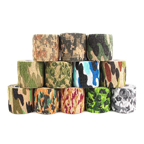 5cmx4.5m Self-adhesive Non-woven Camouflage Wrap Rifle Hunting Shooting Cycling Tape Waterproof Camo Stealth Tape 5 rolls