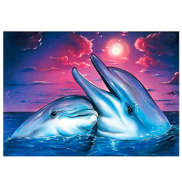 Crafts Diamond Embroidery Two Dolphins 5D DIY Full Diamond Painting Kit Rhinestone Pasted Unfinish Room Decor 40 x 30cm