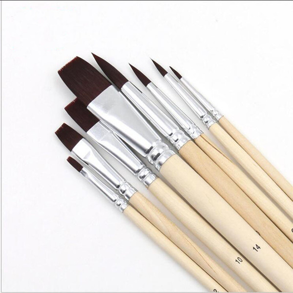 Pebeo Nylon Hair Paint Brush Set Head Wooden Handle Artists Gouache Watercolor Acrylic Brushes Art Supplies 8pcs/set