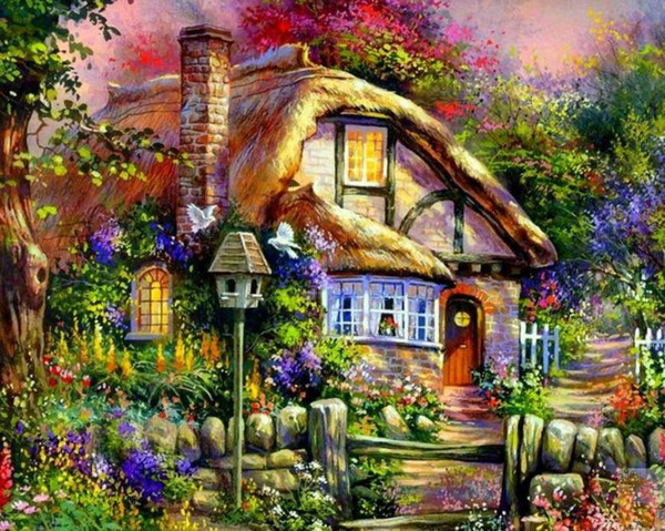 mosaic full diamond embroidery landscape diamonds painting Mountain huts Picture diy 5d cross stitch Kits handwork Crafts