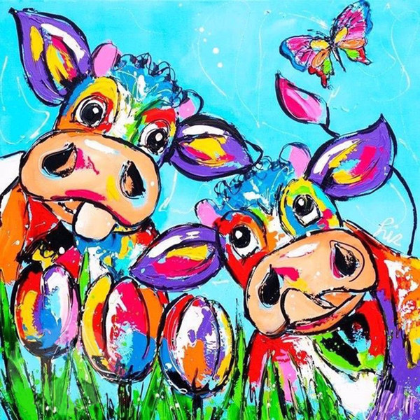 DIY 5D Diamond Painting Cartoon Cow Part Square Rhinestones Cross Stitch Diamond Embroidery Painting Wall Sticker for Home Decor